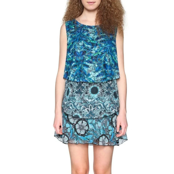 Desigual Locomotion Layered Dress in Blues - Small - Picture 1 of 10